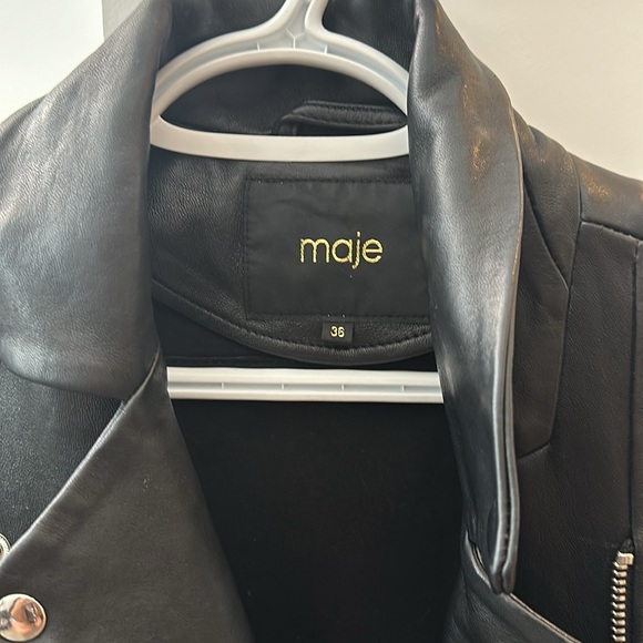 Maje Biker Leather Jacket, black, moto - Picture 2 of 7